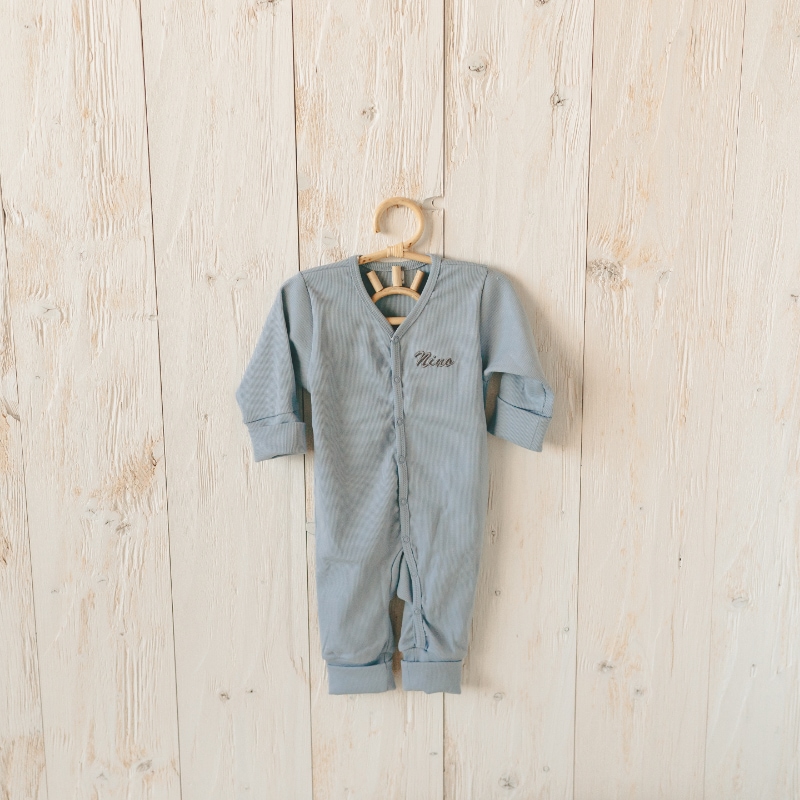 Baby, Romper, Langarm, Blau, Gestrickt