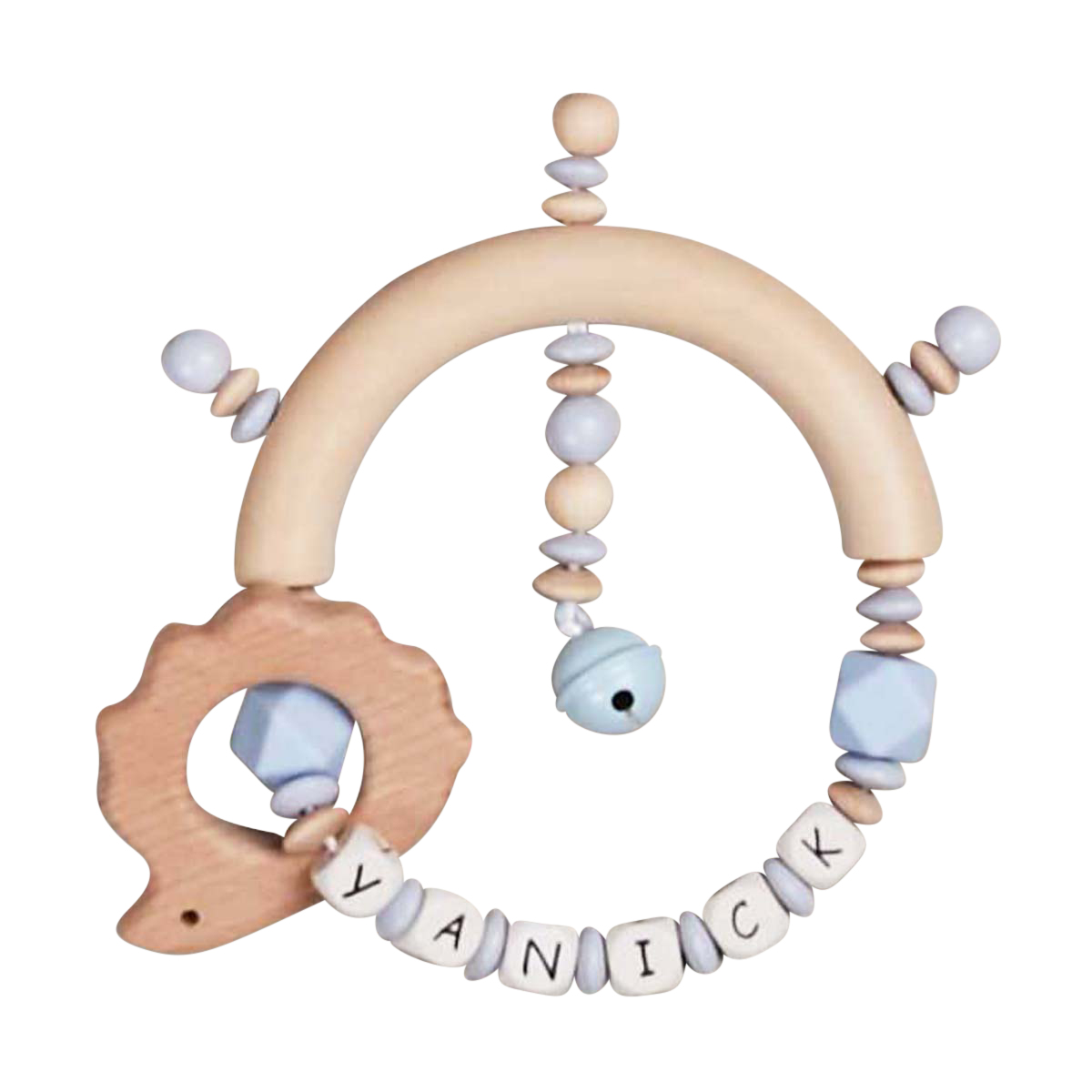baby ring, Teething toy, Beaded bracelet, Wooden rattle, Name letters