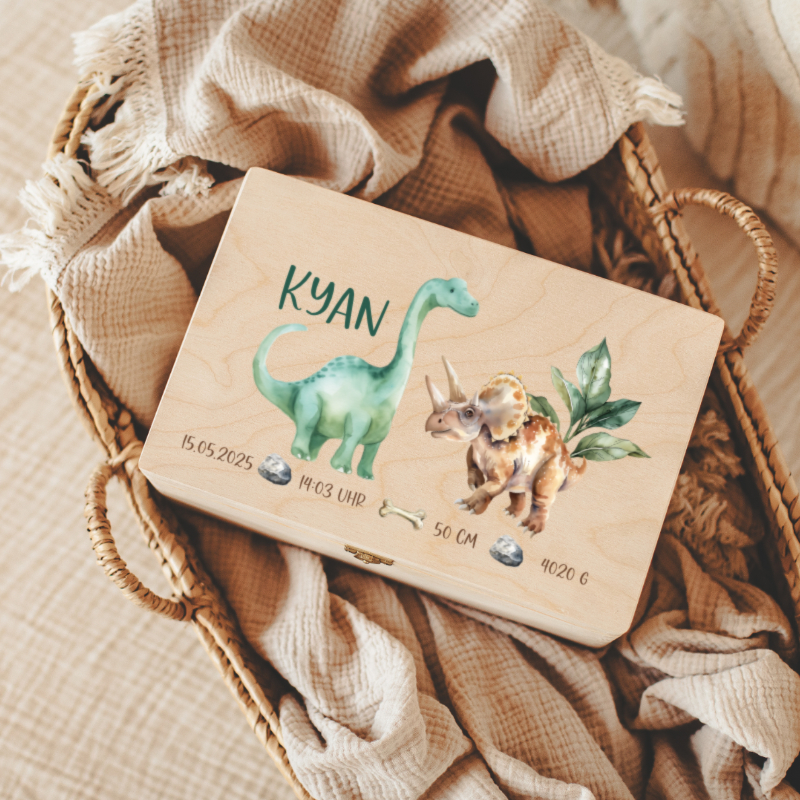 Holzbox, Spielzeugbox, Dino-Set, Neugeborenen Geschenk, Dinosaurier