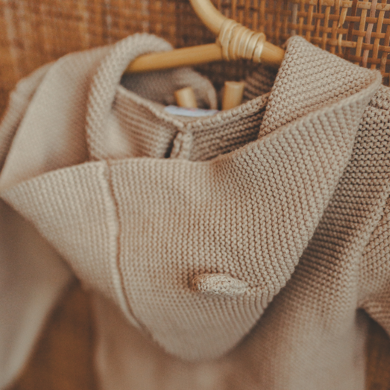 beige, Knit, Kragen, Pullover, Knopf