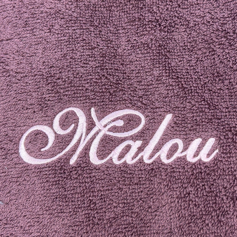 tuch, handtuch, lila, stickerei, maloni