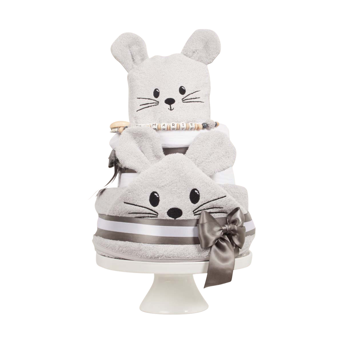 Mouse, Towel set, Grau, Kuchen-Deko, Geschenk-Set