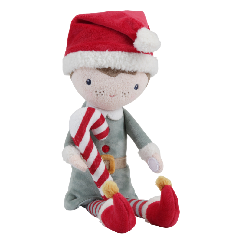 Plüschfigur, Puppe, Elf, Weihnachtsmütze, Zuckerstange