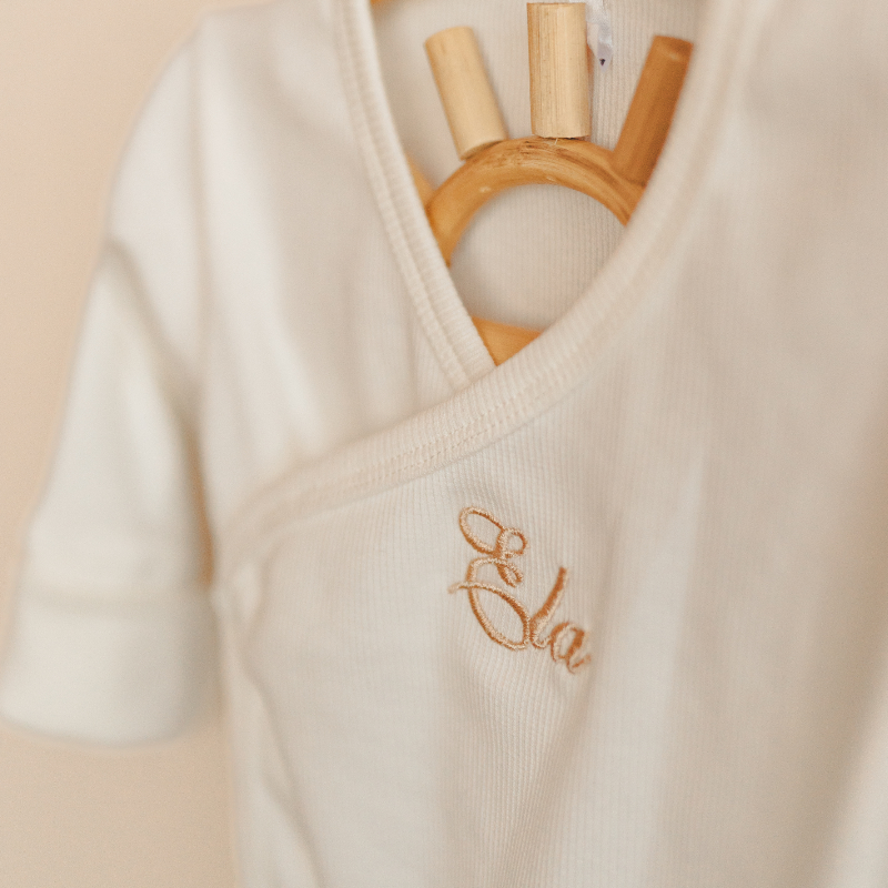 Baby, Onesie, Rundhals, Weiß, Embroidered