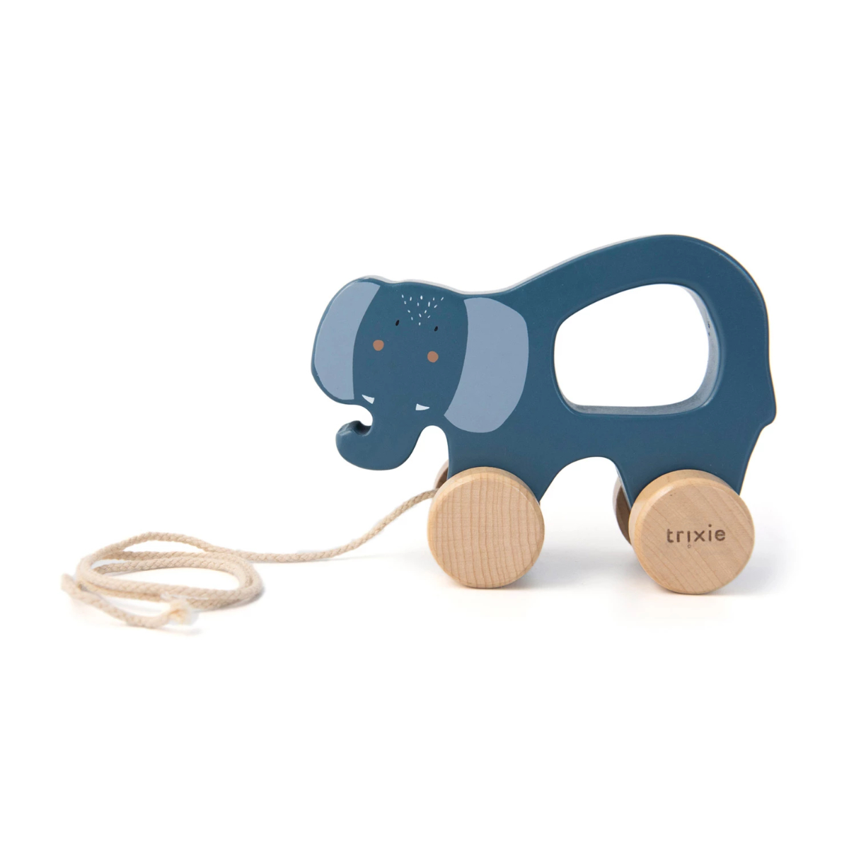 Holzspielzeug, Elefant, Schaukelwagen, Blau, Rope-Karussell