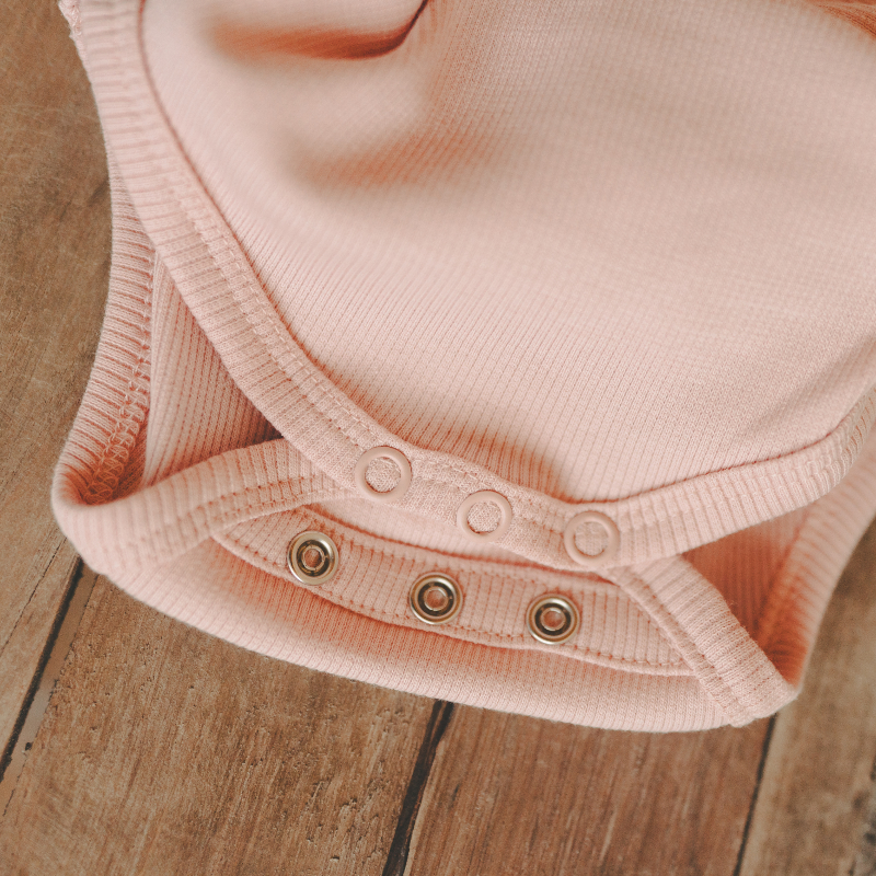 Babybodysuit, Snap closures, Rippenstrick, Pfirsichfarbe, Baumwollmischung
