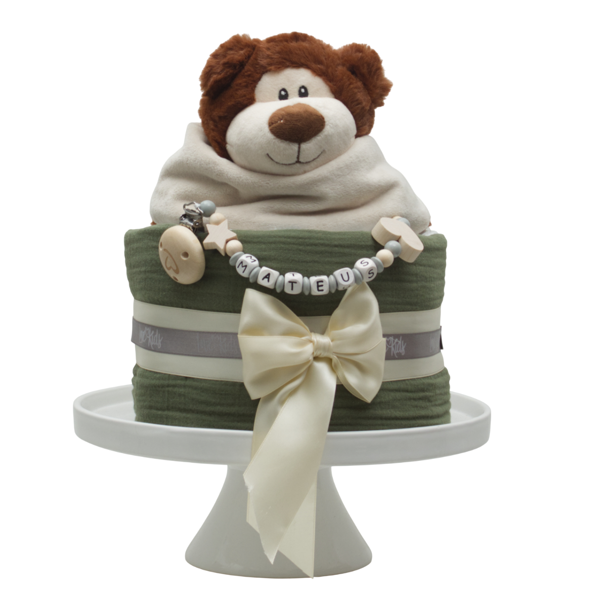 Teddy-Kuchen, Tierfigur, Torte, Grün, Schleife