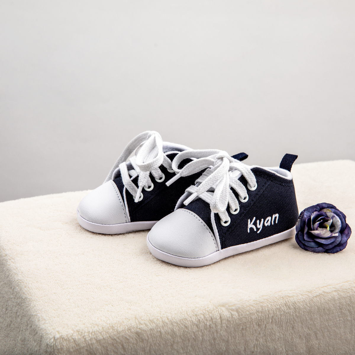 Baby Schuhe,  Sneaker,  Canvas,  Navy blue,  Weiße Schnürsenkel