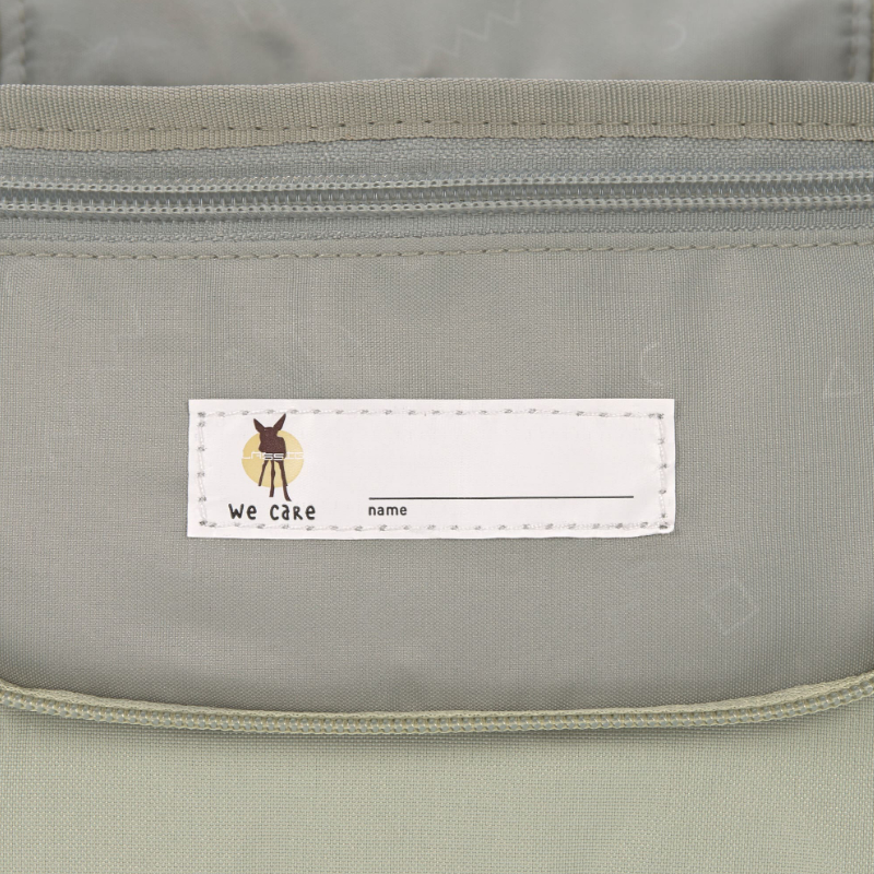 Rucksack, Reißverschluss, Label, Name-Feld, Graue Tasche
