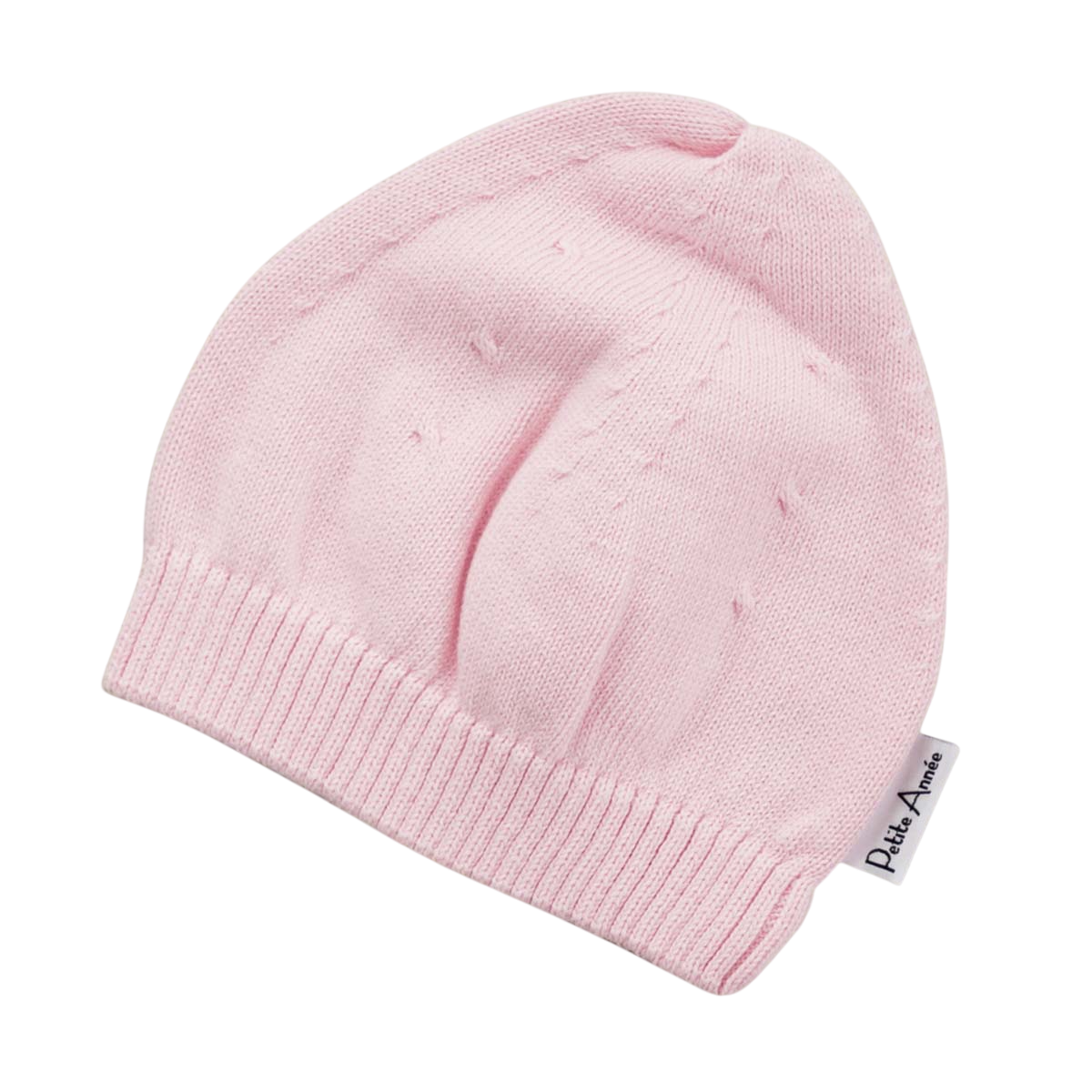 Baby-Mütze, Gestrickt, Rosa, Beaniemütze, gekräuselter Rand