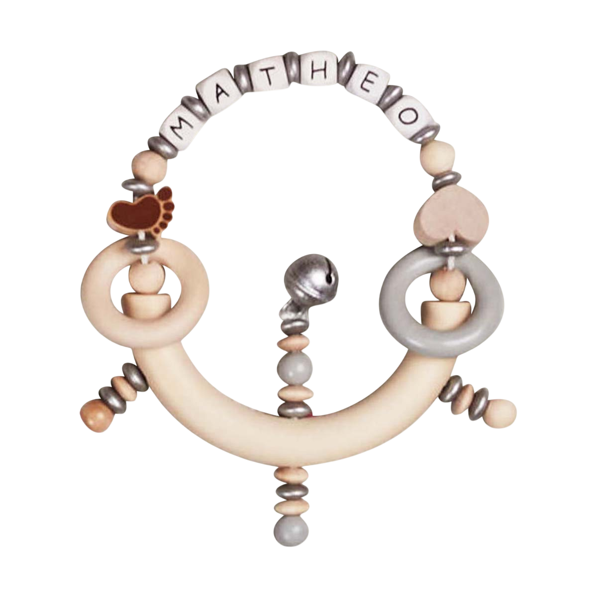 Baby-Rassel, Holzperlen, Kreisanhänger, Ringschmuck, Perlenkette