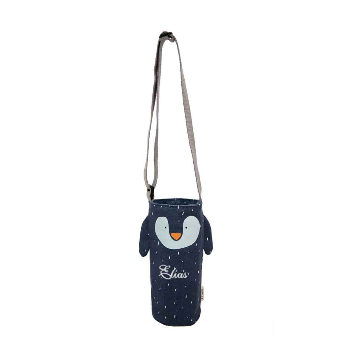 Kindertrinkflasche, Flasche, Taschenhalter, Pinguin Muster, Name personalisiert
