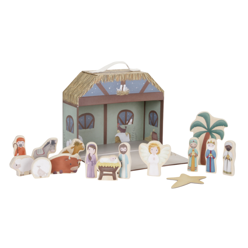 Miniature Nativity, Nativity Set, Wooden Figures, Barn Scene, Stable