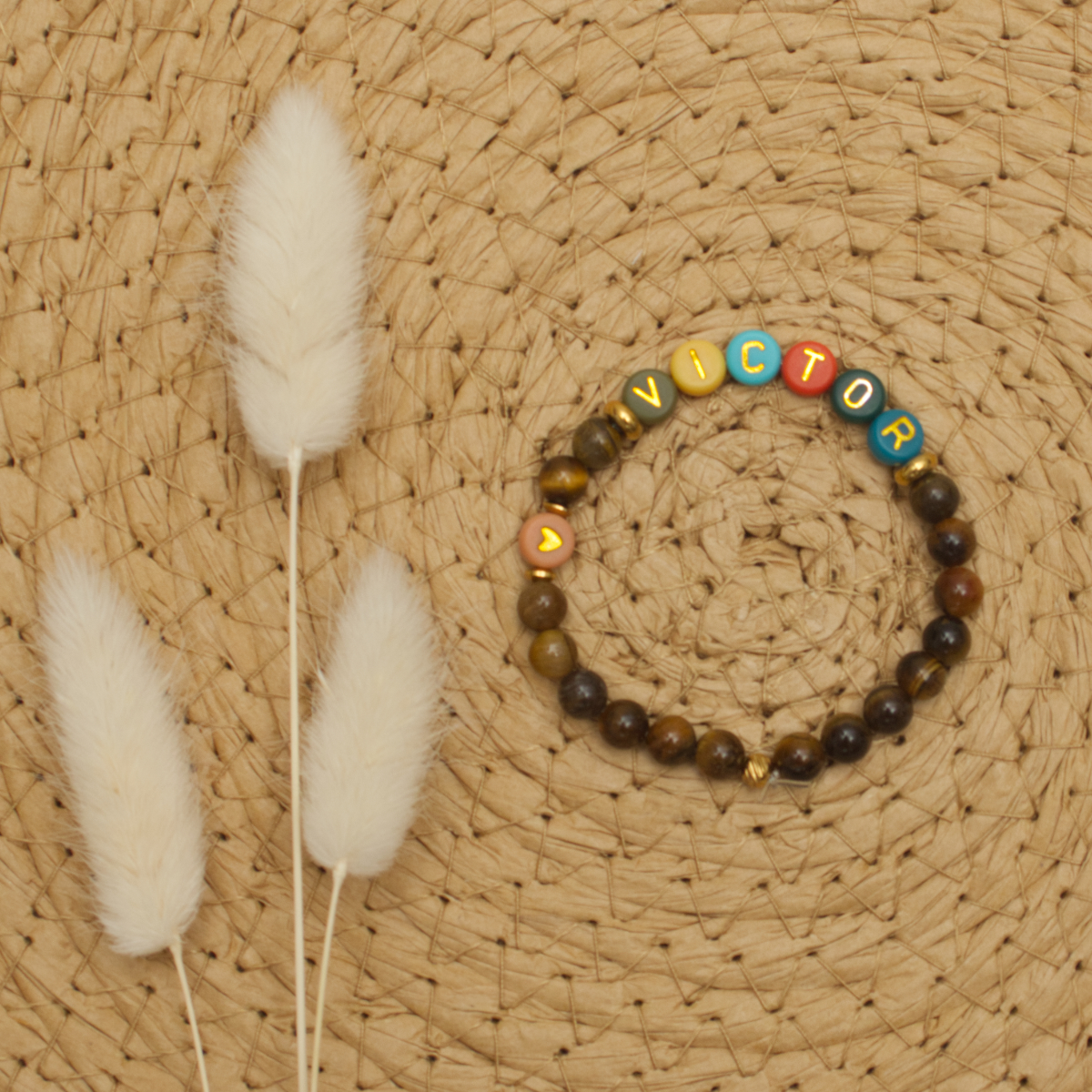 Armband, Perlen, Holzperlen, Alphabetperlen, Armband