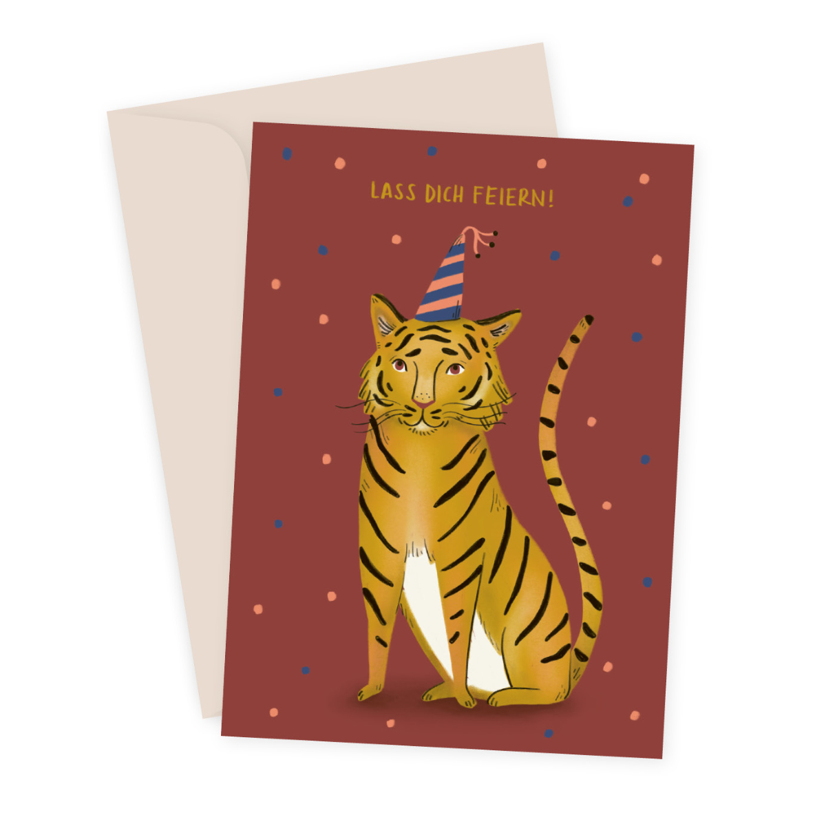 Tiger, Geburtstagskarte, Tiger-Illustration, Kartenmotif, Partykarte