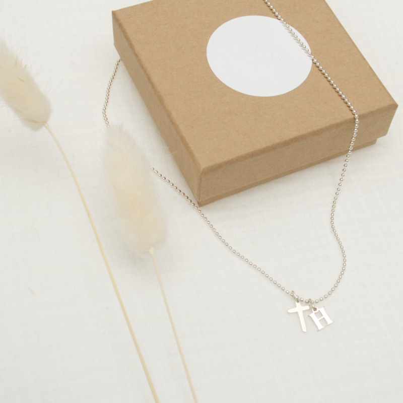 necklace, silber, Kreuzanhänger, Perlenkette, Geschenkbox
