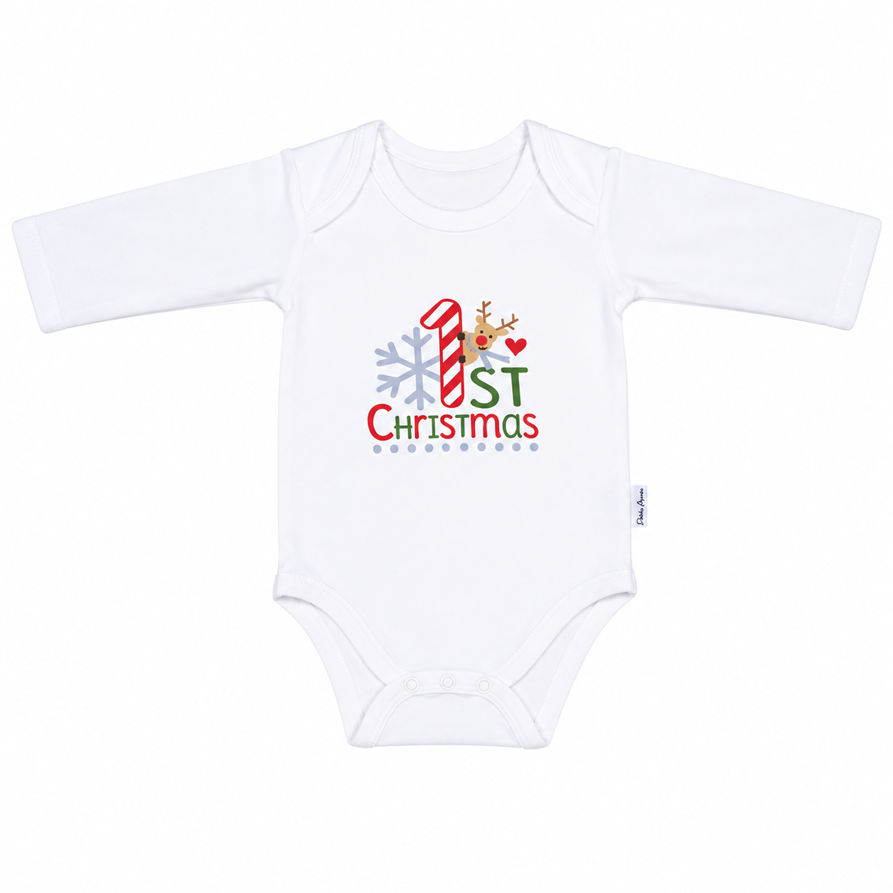 Baby-Bodies, Weißes, Weihnachts-Design, Langarm?, Grafikdruck