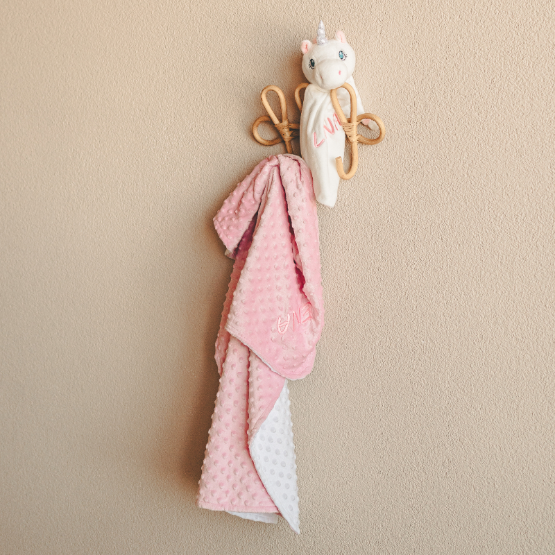Pony-Loop, Blanke, Stofftuch, Rosa, Kunststoffhaken