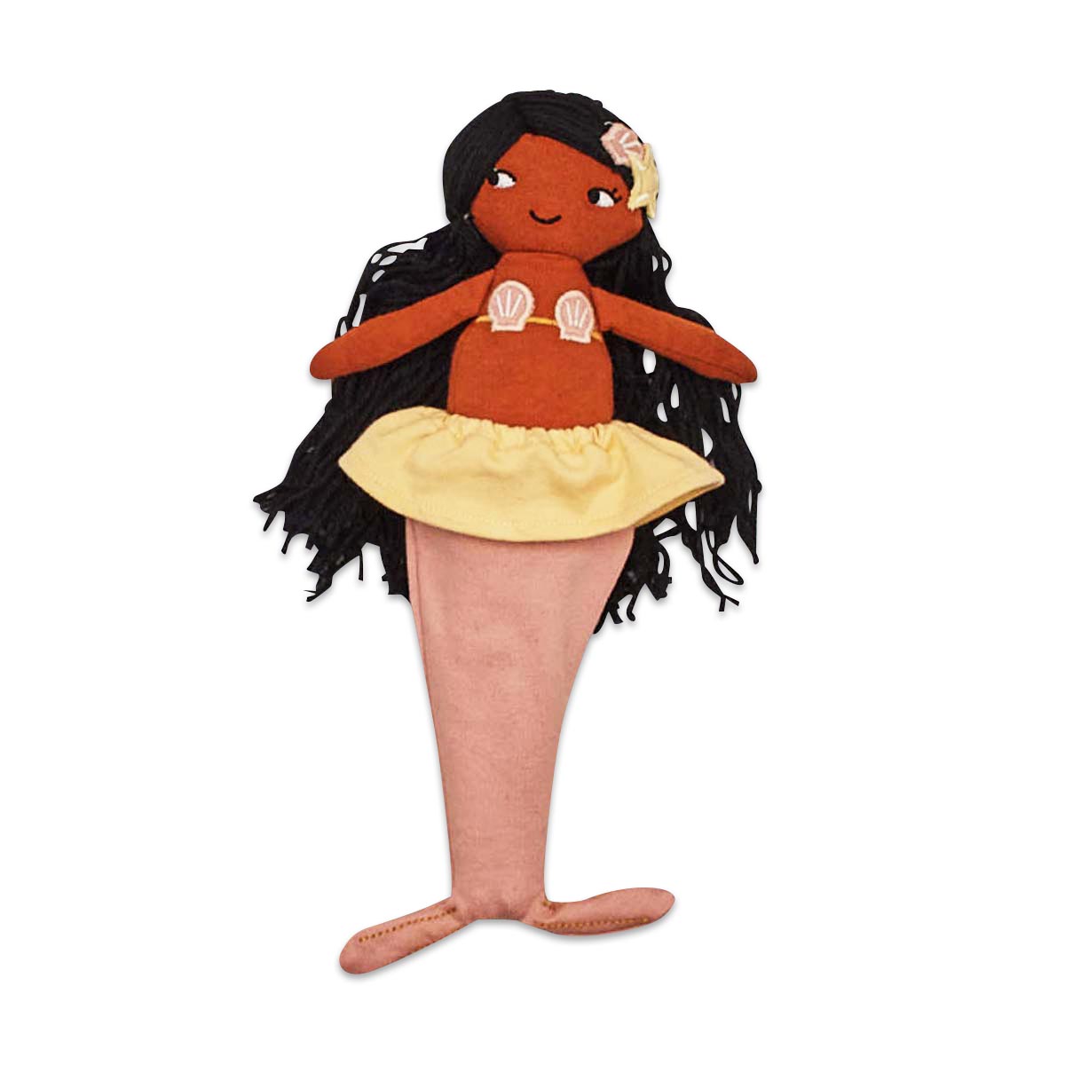 Puppe, Samtfigur, Hawaiikleid, Haarband, Matrosenanker