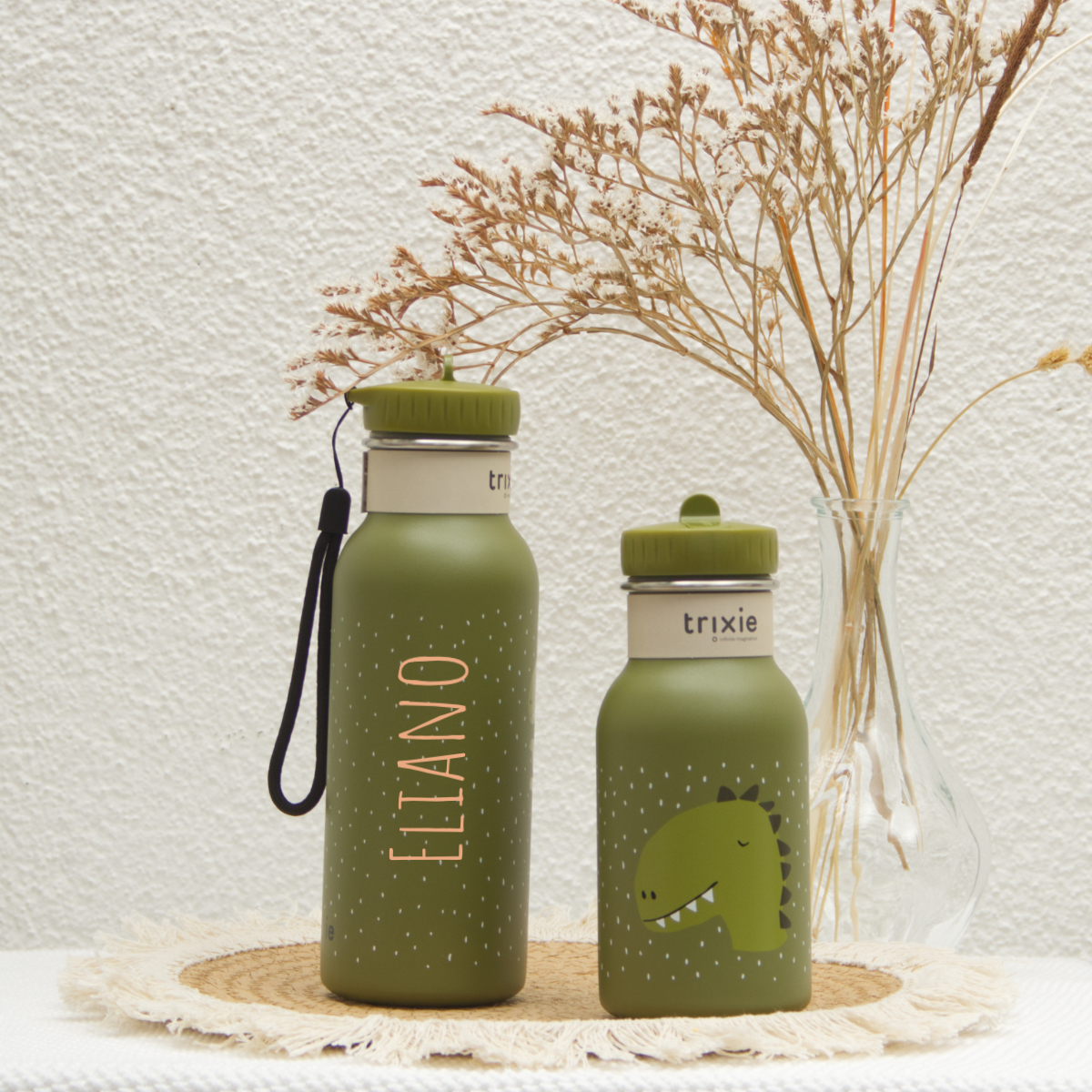 Kinderflasche, Trinkflasche, Grün, Dinosaurier, Milchig/ Matt (aussehen)