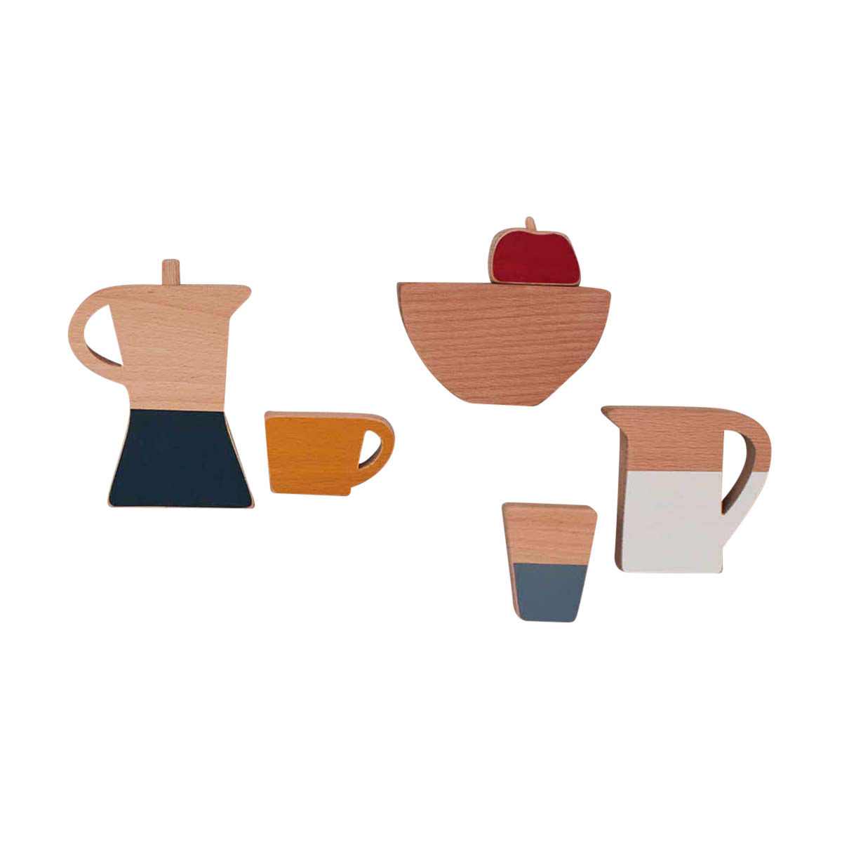 Holzspielzeug, Kaffeemaschine, Becher, Schale, Küche