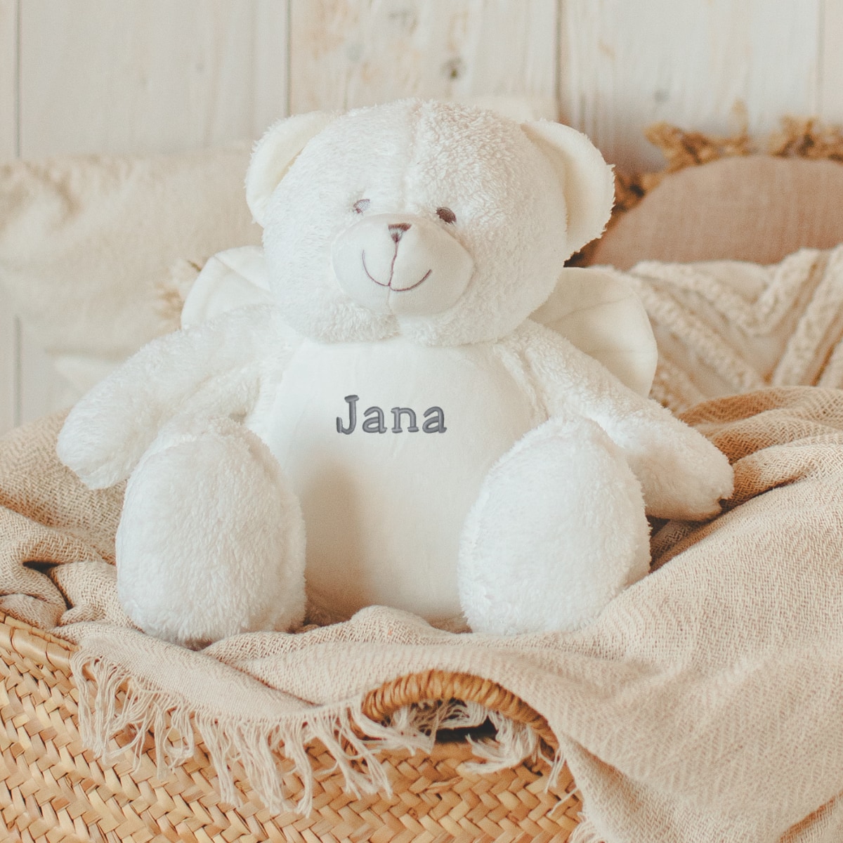 Teddy, Bär, Plüsch, Weiß, Name_Jana
