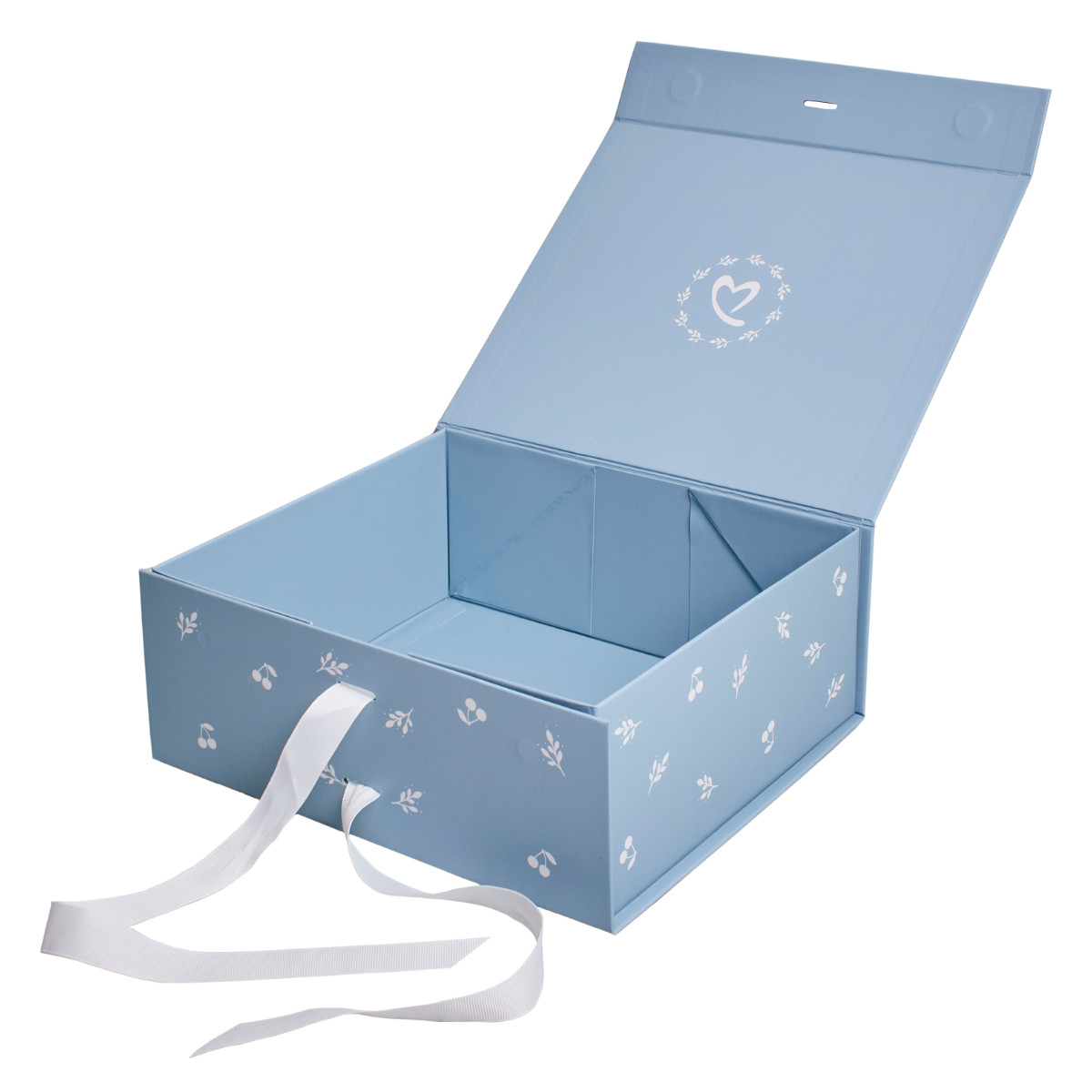 box, gift box, storage box, blue, ribbon handle