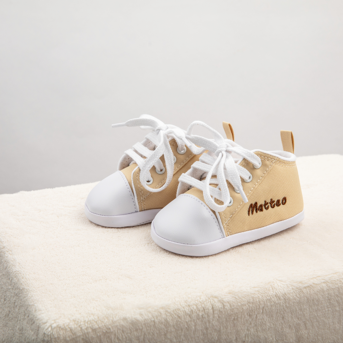 Kinder Sneakers, Canvas Schuh, Beige, Weiß, Gummisohle