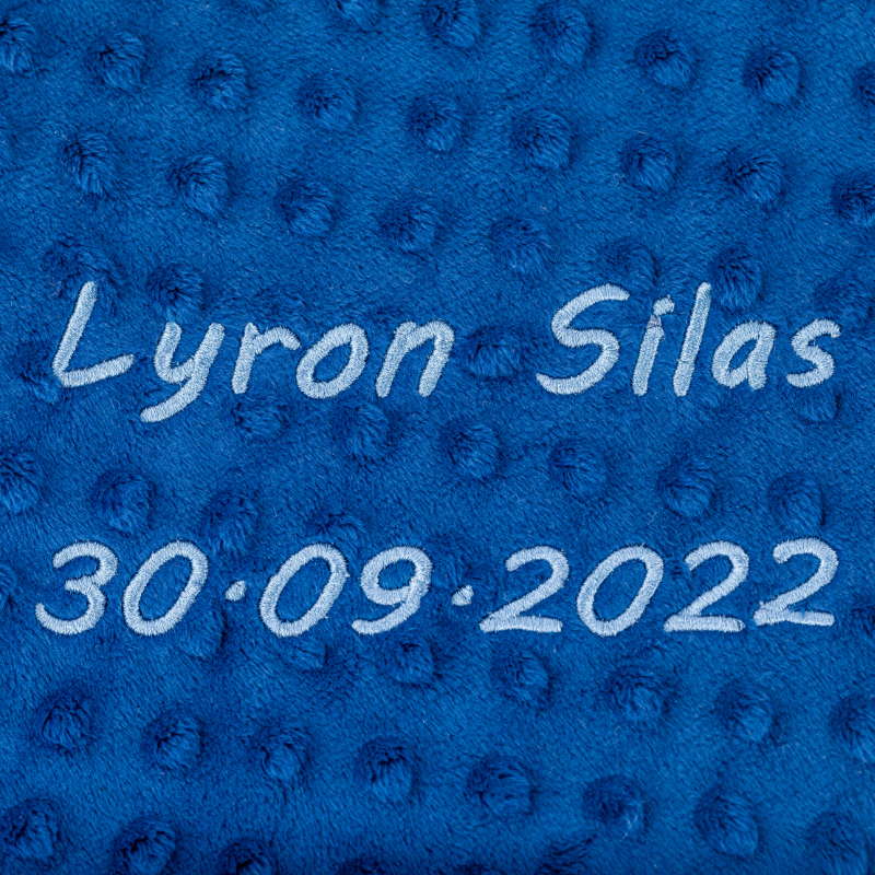 microfleece, textured, blue, embossed, date