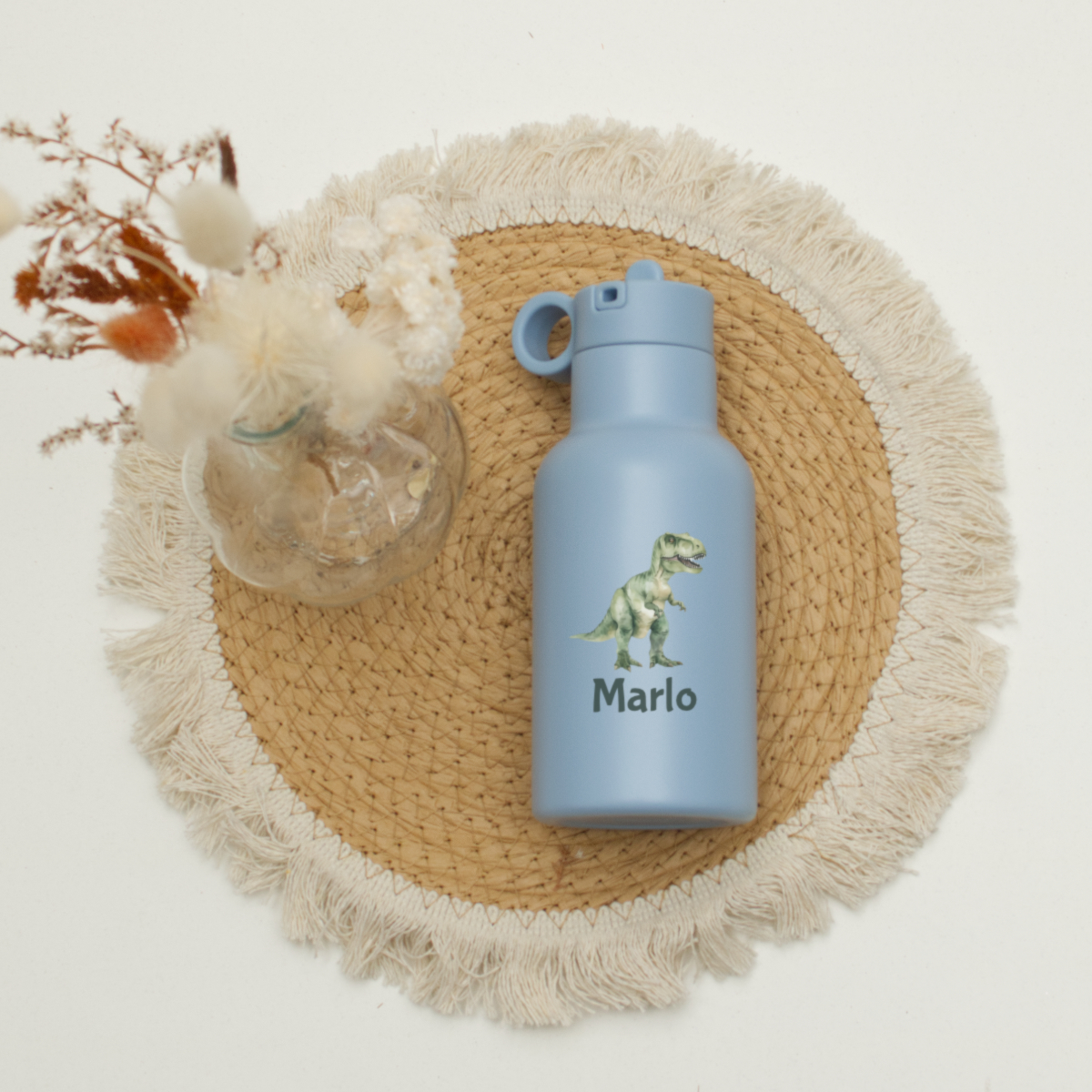 Flasche, Trinkflasche, Dinospillustration, Dinosaurier, Personalisierbar
