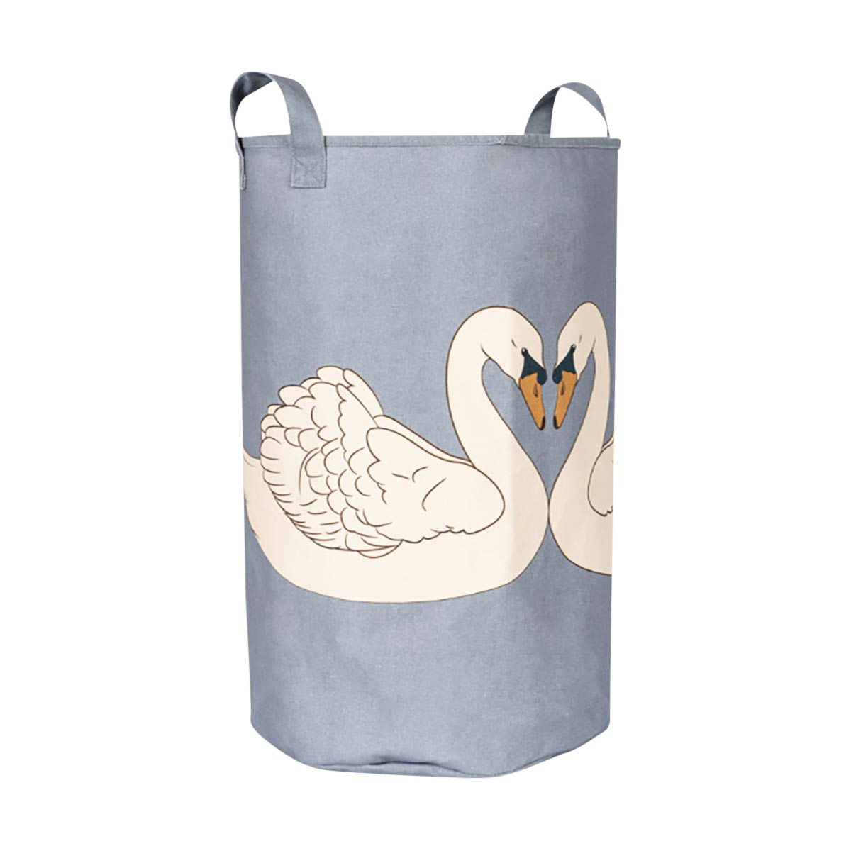 Wäschekorb, Aufbewahrungsbehälter, Blau, Schwanenmotiv, Stofftasche