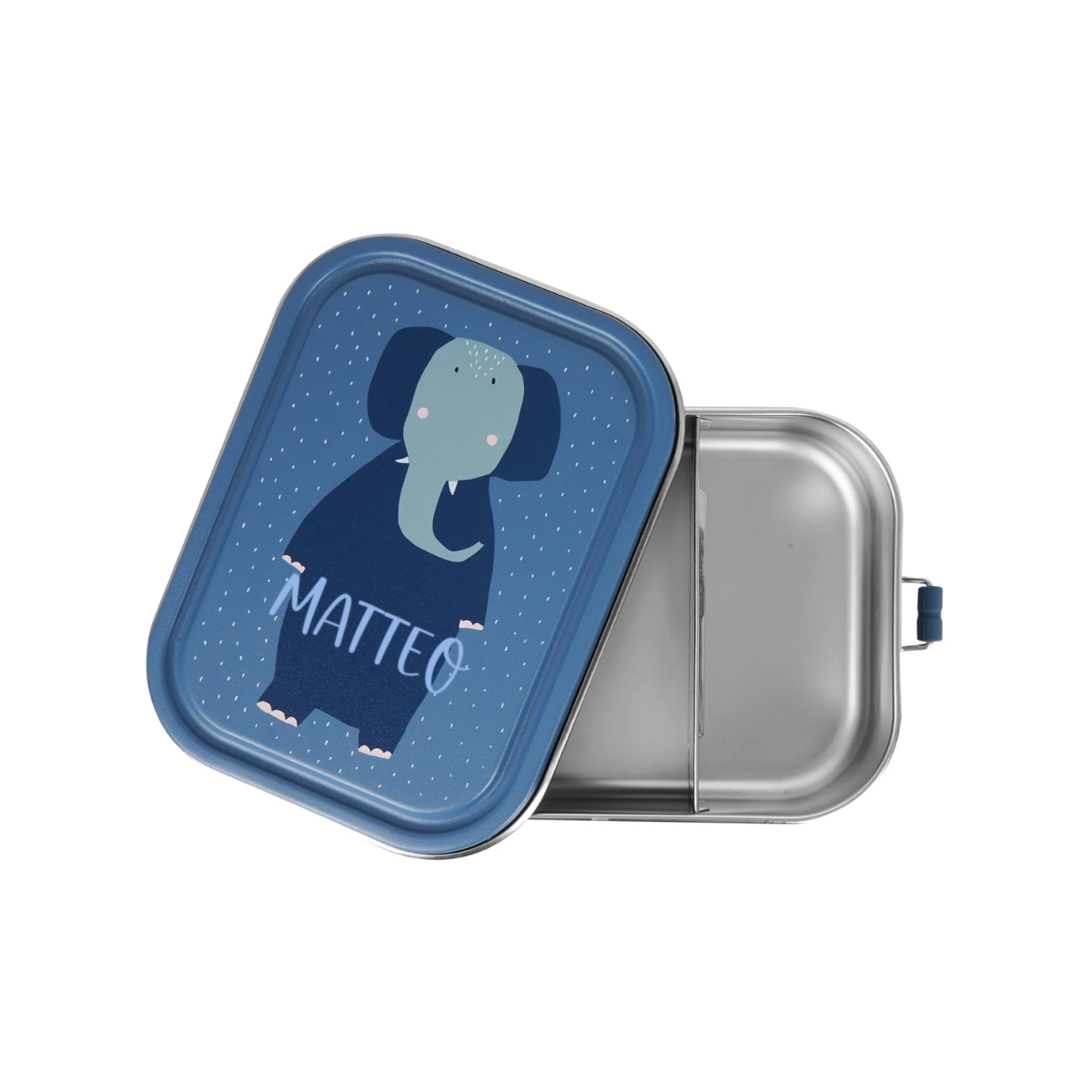 Kinderbox, Metalldose, Blau, Elefant-Design, MATTEO