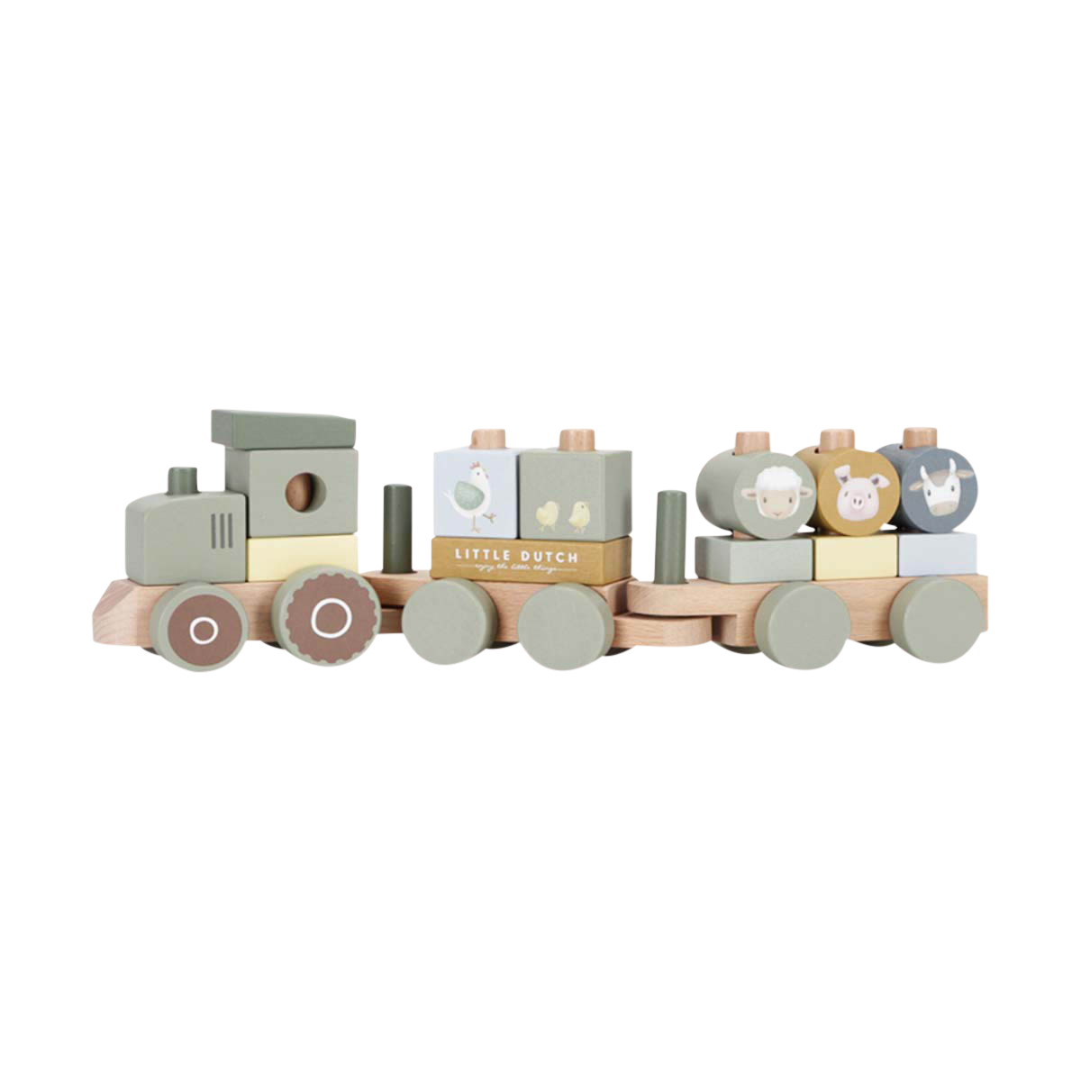 Holzspielzeug, Holzbausteine, Zug, Tiermotive, Pastellfarben