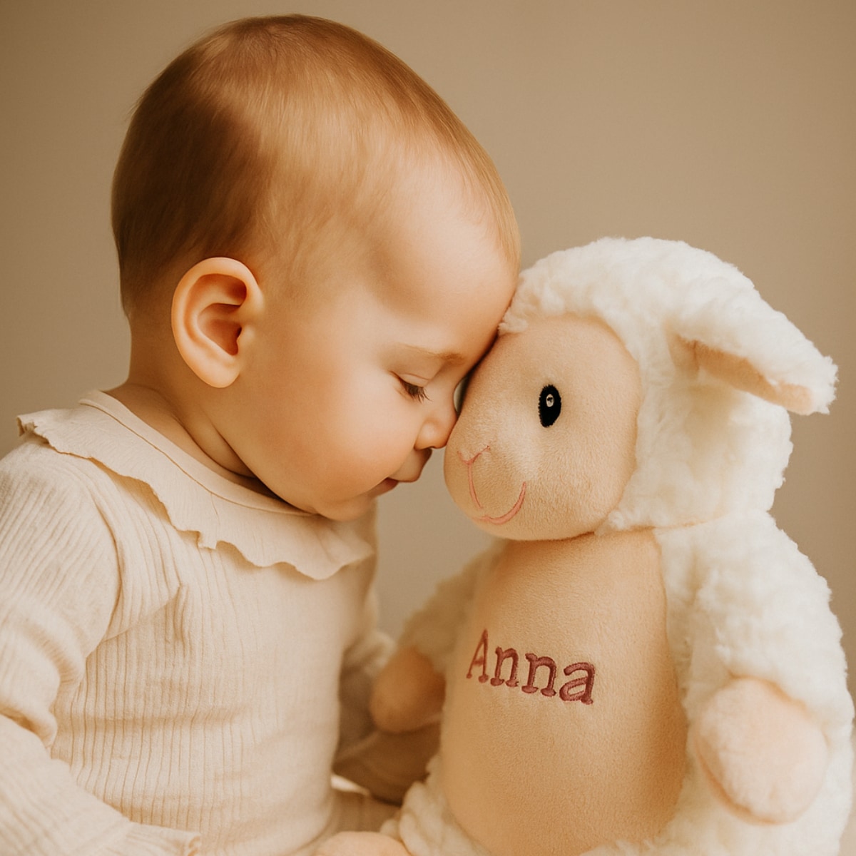 baby, Plushie, Schaf, weiches Spielzeug, Name bestickt Anna