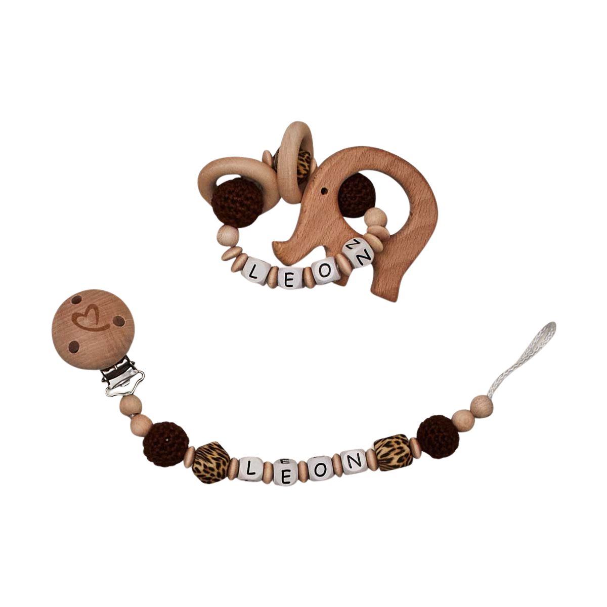 holzperlen, elefantenanhänger, kettchen, braun, armband