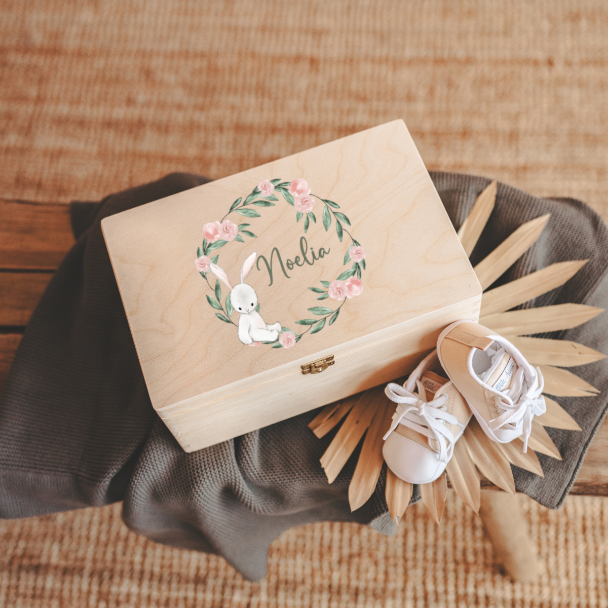 Schachtel, Holzbox, Baby Schuhe, Zubehör, Dekoration