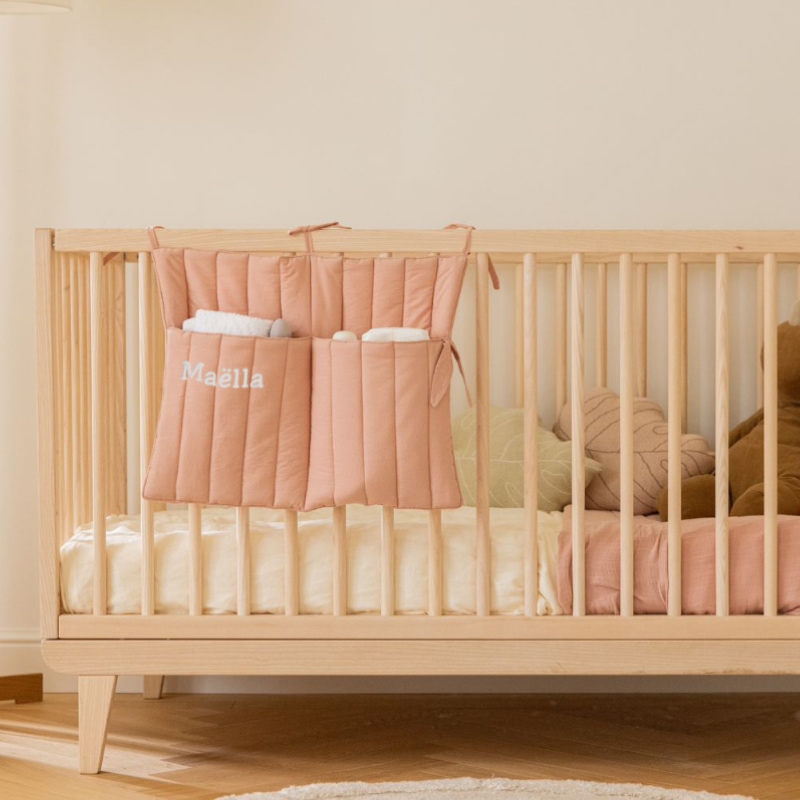 Kinderbett, Korb-Tasche, rosa, Kissen, Bettausstattung