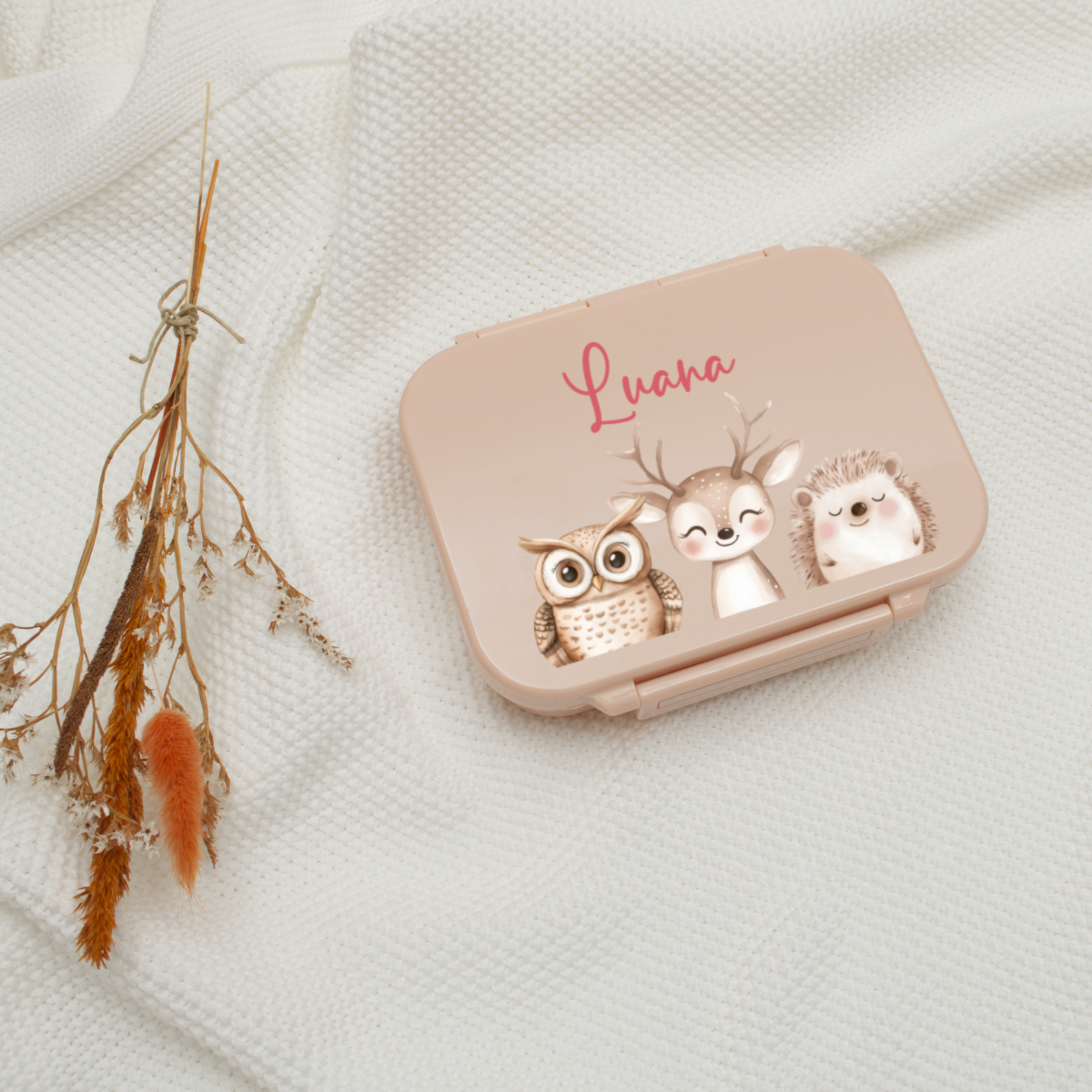Kinderbox, Lunchbox, Trinkbox, Tiermotiv, Pastell Rosa