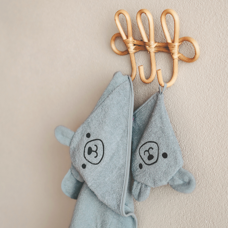 Handtuch, Kuscheltier, Bademantel, Gesicht, Grau