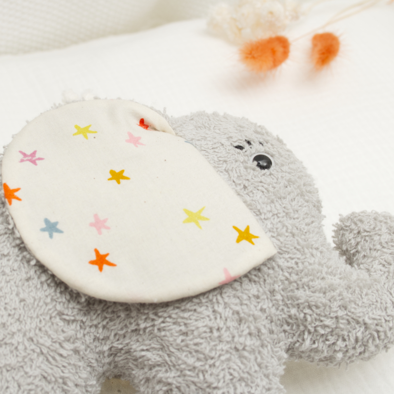 Plüschfigur, Elefanten-Plüsch, grauer Plüsch, Sternenmuster, Babyspielzeug