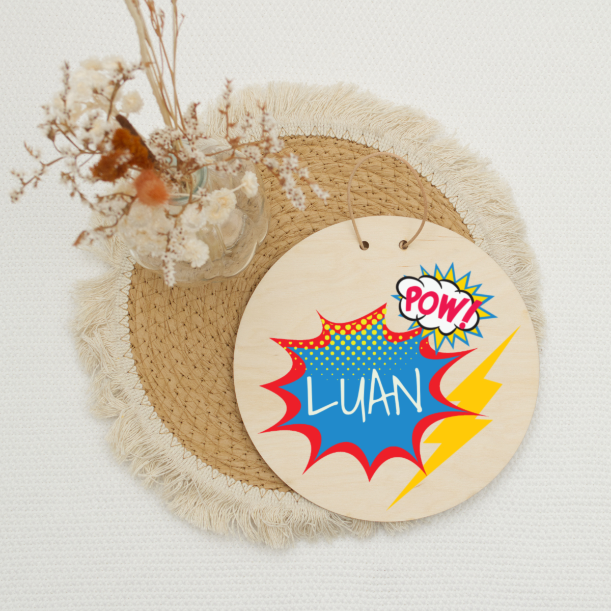 NAMEPLATE, DEKOR, HOLZ, PLOPP, COMIC