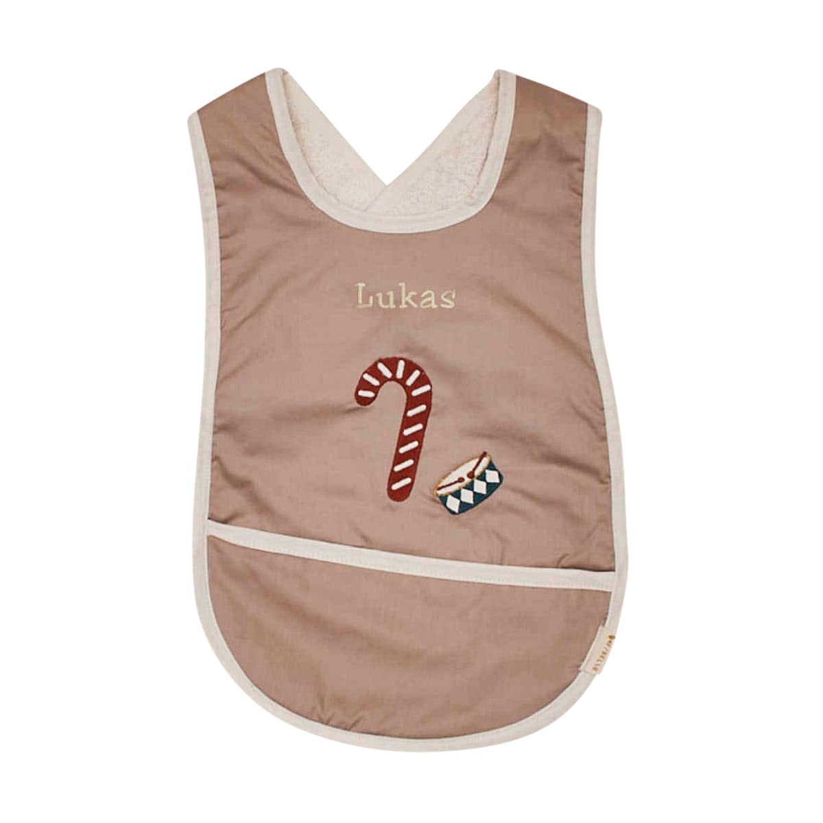 Baby bib, Candy cane, Lukas, Pink beige, Sleeveless bib