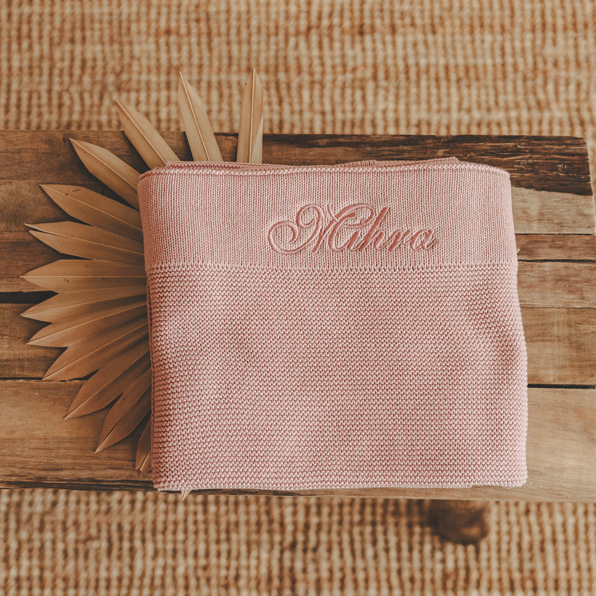 pink towel, Strickhandtuch, eingravierter Name, personalisierbar, Badezubehör