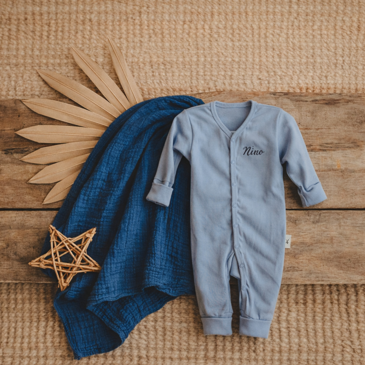 Baby-Body, Kinder-Bodysuit, Langarm, Hellblau, Weiche Stoff