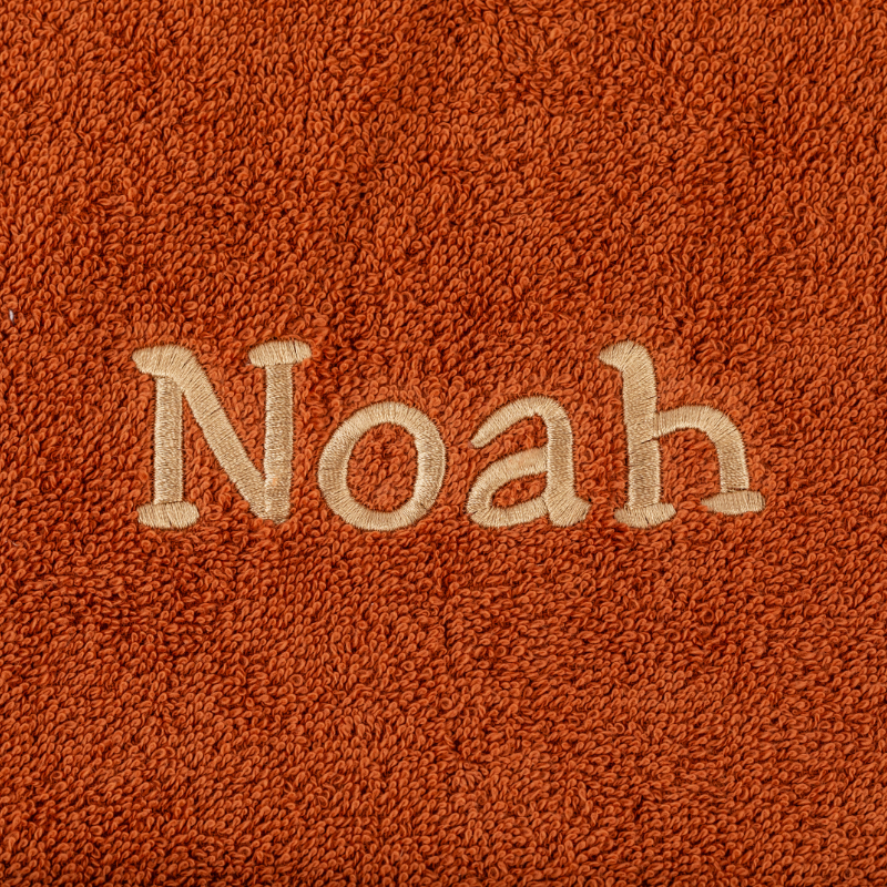Tuch, Orange, Bestickung, Name, Noah