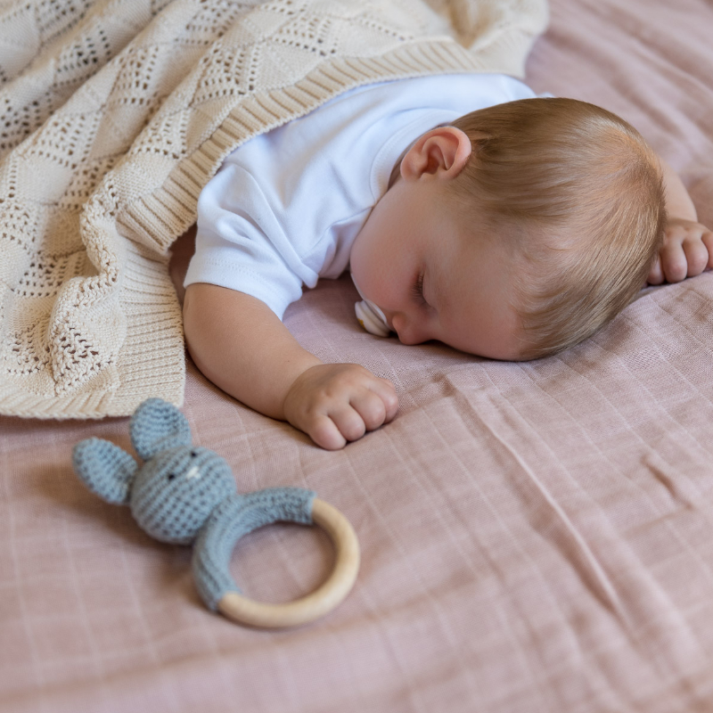 baby, schlafend, decke, strick, spielzeug