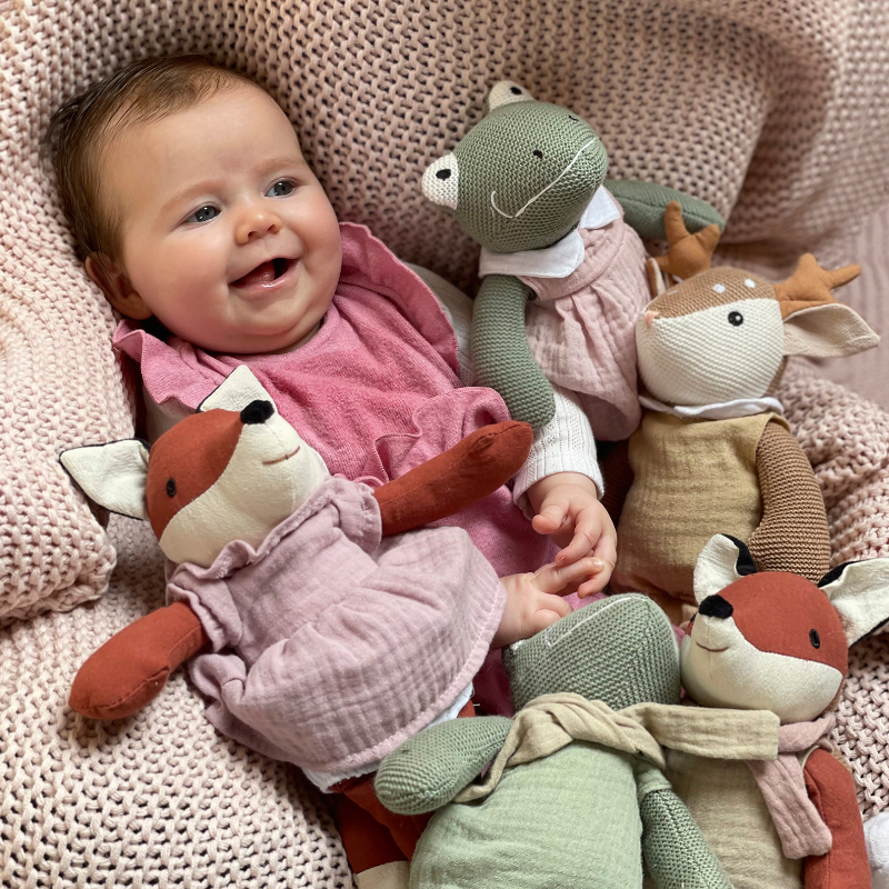 Baby, Kleidung für Baby, Weiche Spielzeuge, Strickdecke, Pinkes Outfit
