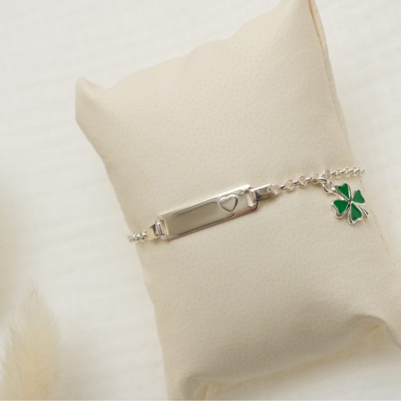 armband, halskette, kette, kleeblatt, silber