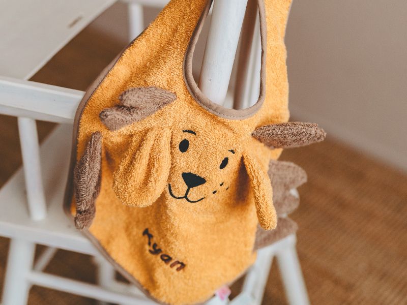 Hundedekor, Waschlappen, Kuscheltier, Baumwolltuch, Orange