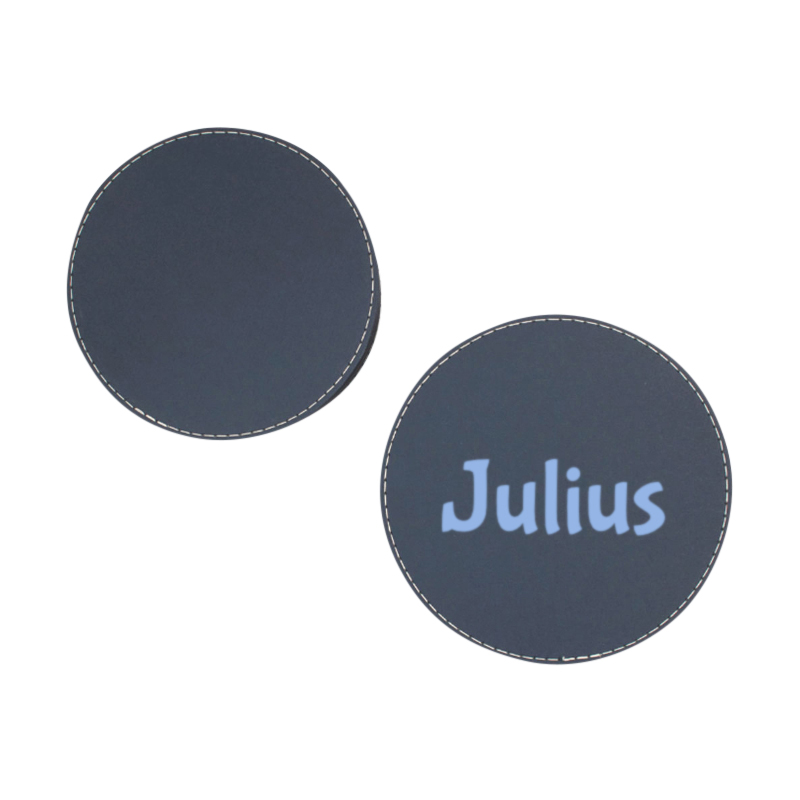 runde coaster, marineblau,  stitching, anpassbar, text panel
